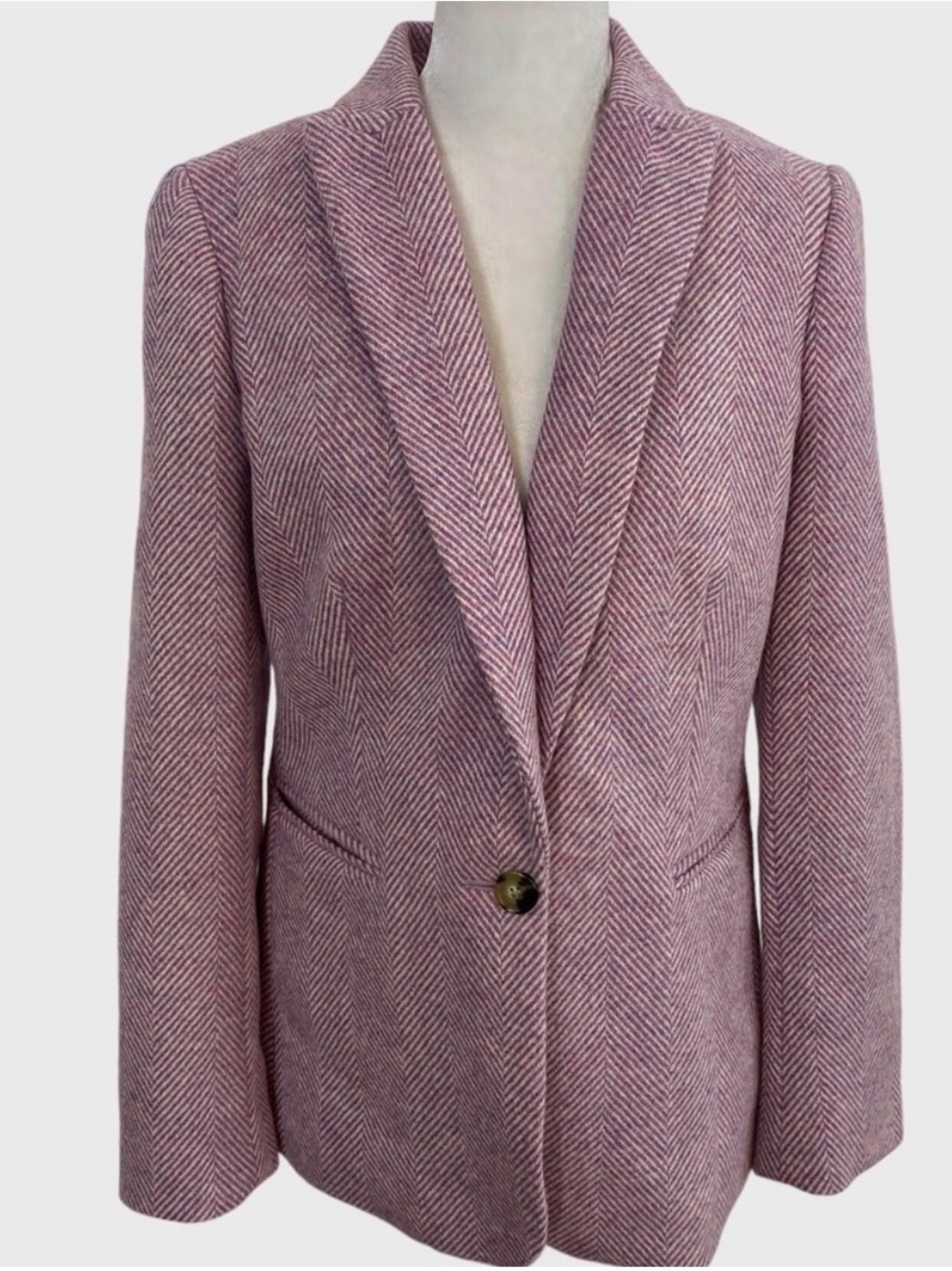 J. Crew Purple Herringbone Wool Parke Blazer Size 6